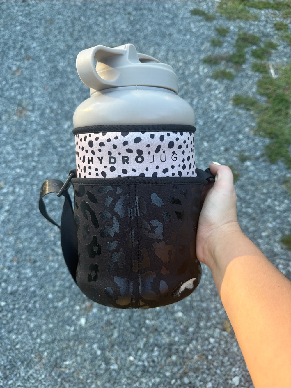 HydroJug Gallon Bottle with Black Leopard Neoprene Carrier and White Accent